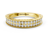 Yellow gold Pavé Round Diamond Eternity Band with Milgrain Edge_19