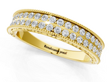 Yellow gold Pavé Round Diamond Eternity Band with Milgrain Edge_20