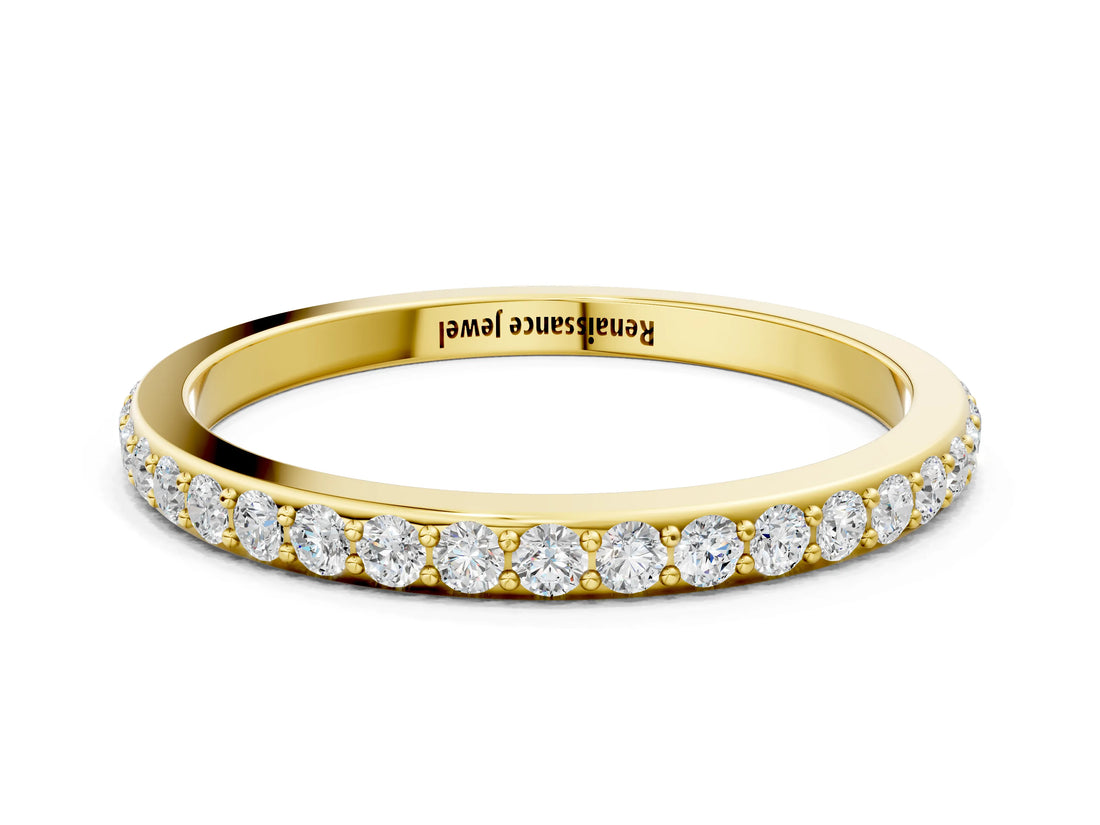 Yellow gold Pavé Round Diamond Eternity Band with Shared Prong Setting_4