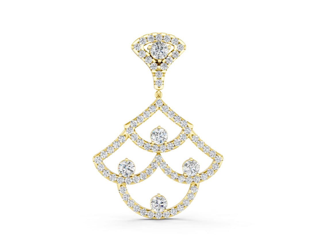 Yellow gold Pavé Round Diamond Fan Prong Pendant_10