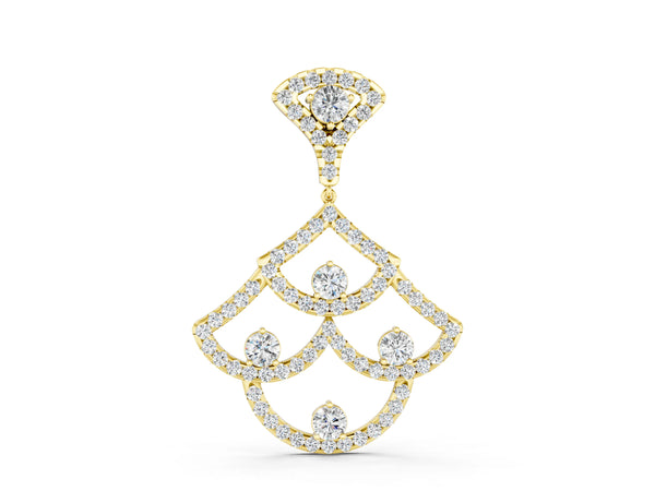 Yellow gold Pavé Round Diamond Fan Prong Pendant