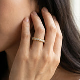Yellow gold Pavé Round Diamond Half Eternity Band with Shared Prong Setting_155
