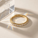 Yellow gold Pavé Round Diamond Half Eternity Band with Shared Prong Setting_156