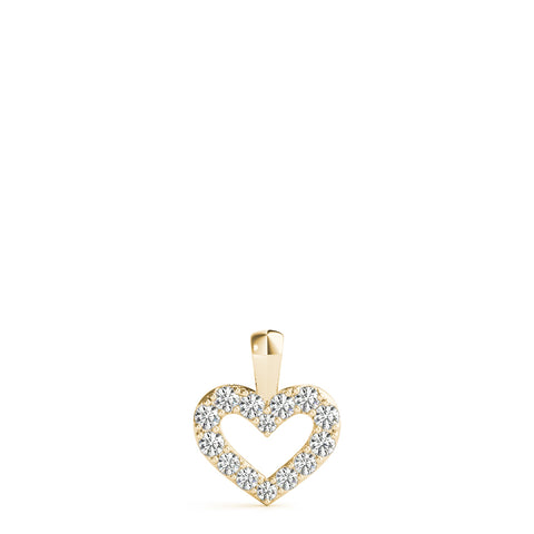 Yellow gold Pavé Round Diamond Heart Pendant 1