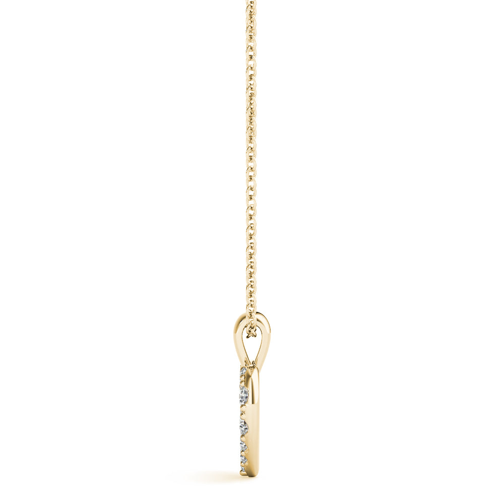 Yellow gold Pavé Round Diamond Heart Pendant 2