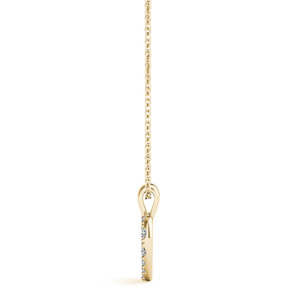 Yellow gold Pavé Round Diamond Heart Pendant