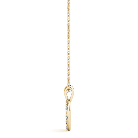 Yellow gold Pavé Round Diamond Heart Pendant 2