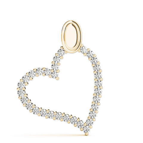 Yellow gold Pavé Round Diamond Heart Pendant with Shared Prong Setting 1