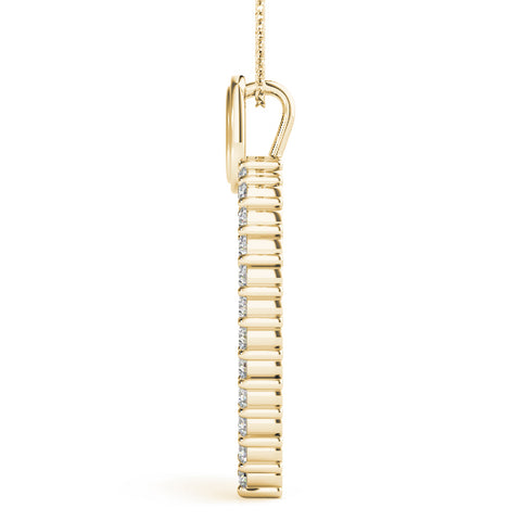 Yellow gold Pavé Round Diamond Heart Pendant with Shared Prong Setting 2