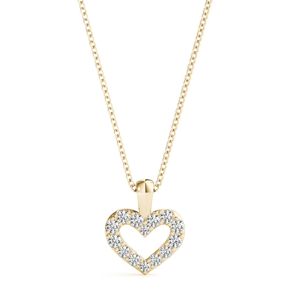 Yellow gold Pavé Round Diamond Heart Pendant