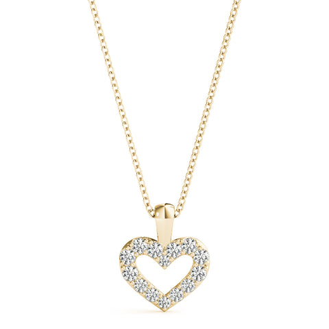 Yellow gold Pavé Round Diamond Heart Pendant