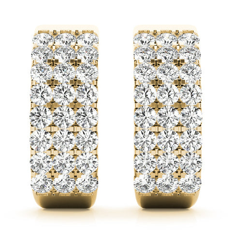 Yellow gold Pavé Round Diamond Hoop Earrings with Four-Prong Setting 2