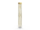 Yellow gold Pavé Round Diamond Hoop Earrings with Hinged Snap Closure_9