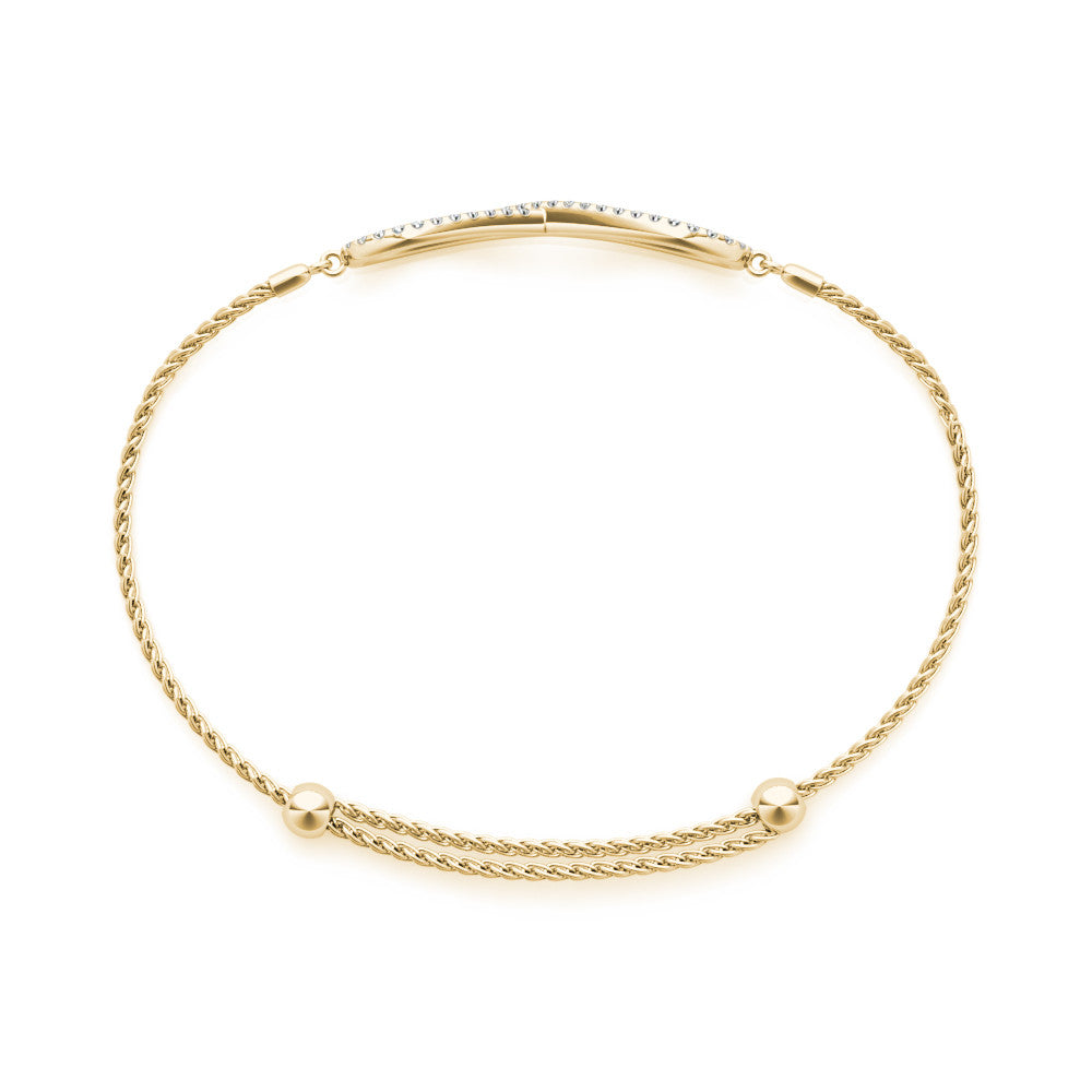 Yellow gold Pavé Round Diamond Infinity Chain Bracelet with Bezel Setting 2