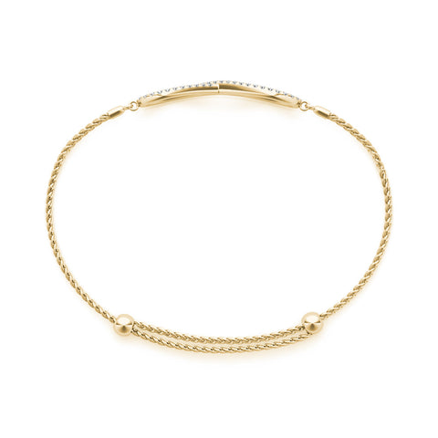 Yellow gold Pavé Round Diamond Infinity Chain Bracelet with Bezel Setting 2