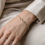 Yellow gold Pavé Round Diamond Infinity Chain Bracelet with Bezel Setting_14