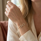 Yellow gold Pavé Round Diamond Infinity Chain Bracelet with Bezel Setting_15