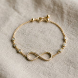 Yellow gold Pavé Round Diamond Infinity Chain Bracelet with Bezel Setting_17