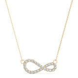 Yellow gold Pavé Round Diamond Infinity Pendant with Prong Setting