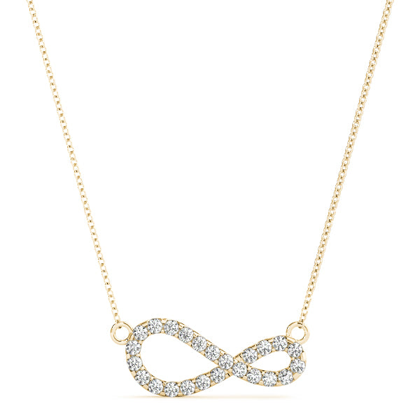Yellow gold Pavé Round Diamond Infinity Pendant with Prong Setting