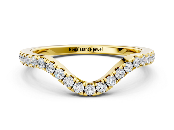 Yellow gold Pavé Round Diamond Infinity Twist Band with Shared Prong Setting