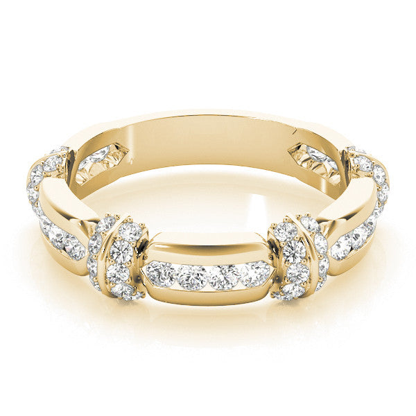 Yellow gold Pavé Round Diamond Link Band with Bezel Setting 1