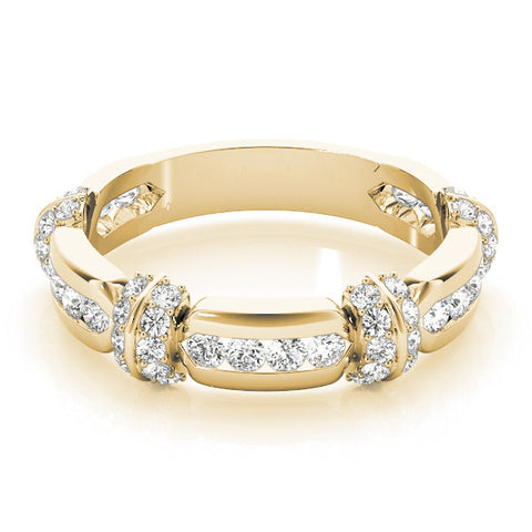 Yellow gold Pavé Round Diamond Link Band with Bezel Setting 1