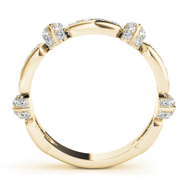 Yellow gold Pavé Round Diamond Link Band with Bezel Setting 2
