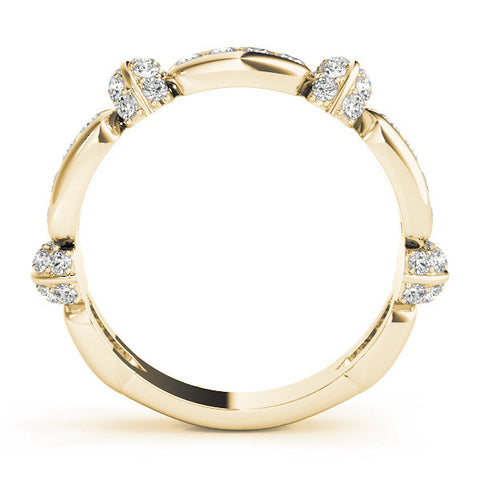 Yellow gold Pavé Round Diamond Link Band with Bezel Setting 2