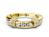 Yellow gold Pavé Round Diamond Link Band with Bezel Setting_76