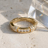 Yellow gold Pavé Round Diamond Link Band with Bezel Setting_91