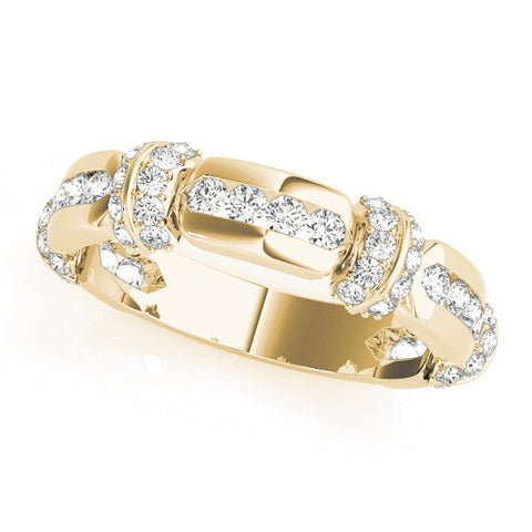 Yellow gold Pavé Round Diamond Link Band with Bezel Setting