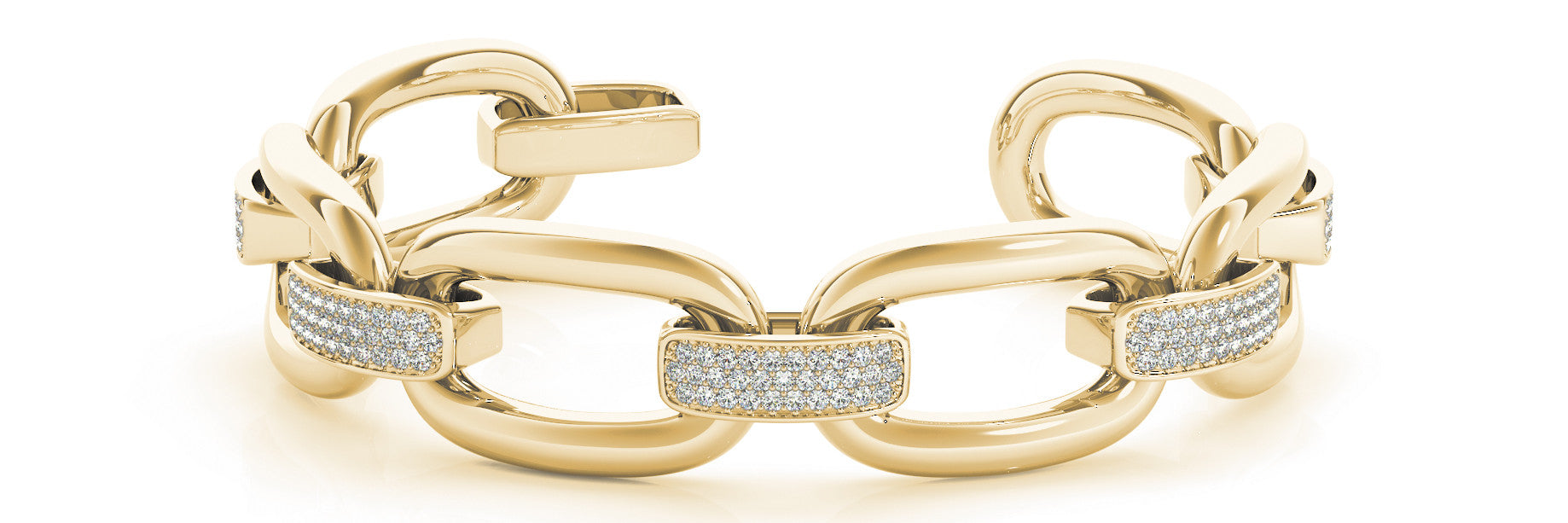 Yellow gold Pavé Round Diamond Link Bracelet with Channel Setting