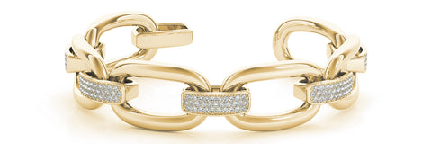 Yellow gold Pavé Round Diamond Link Bracelet with Channel Setting