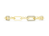 Yellow gold Pavé Round Diamond Link Bracelet with Four-Prong Setting_4
