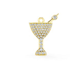 Yellow gold Pavé Round Diamond Martini Glass Pendant with Bezel Prong Setting_12