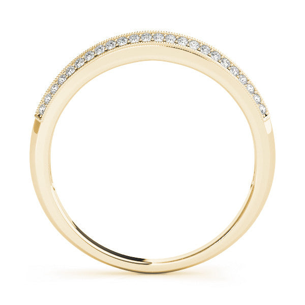 Yellow gold Pavé Round Diamond Milgrain Eternity Band 1