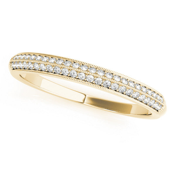 Yellow gold Pavé Round Diamond Milgrain Eternity Band