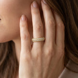 Yellow gold Pavé Round Diamond Milgrain Eternity Band_40