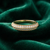 Yellow gold Pavé Round Diamond Milgrain Eternity Band_41