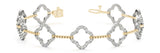 Yellow gold Pavé Round Diamond Open Clover Link Bracelet with Box Clasp