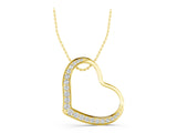 Yellow gold Pavé Round Diamond Open Heart Pendant_32