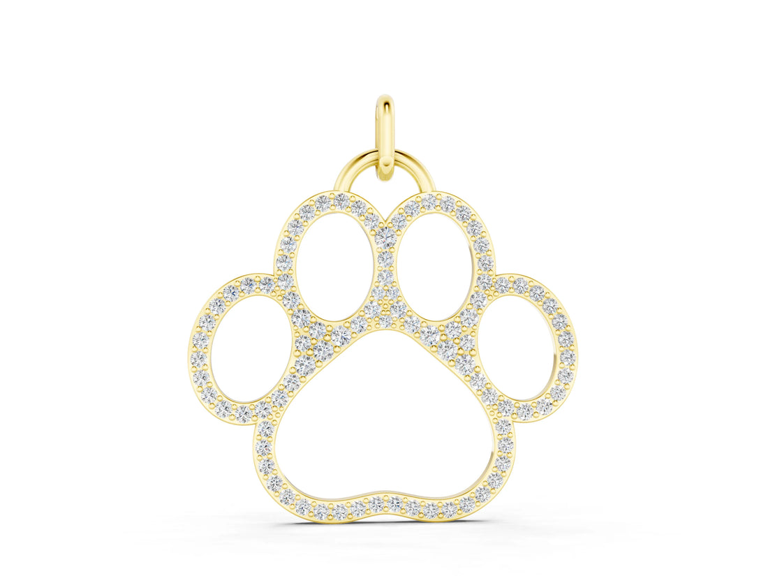 Yellow gold Pavé Round Diamond Paw Pendant_9