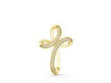 Yellow gold Pavé Round Diamond Prong Cross Pendant_31
