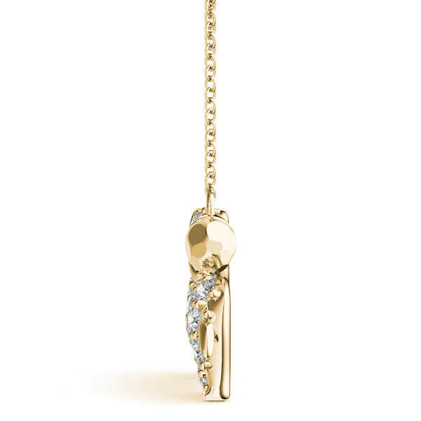Yellow gold Pavé Round Diamond Prong-Set Dachshund Pendant 2
