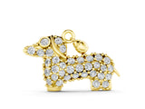Yellow gold Pavé Round Diamond Prong-Set Dachshund Pendant_11