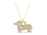 Yellow gold Pavé Round Diamond Prong-Set Dachshund Pendant_12