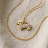 Yellow gold Pavé Round Diamond Prong-Set Dachshund Pendant_18