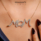 Yellow gold Pavé Round Diamond Script Pendant with Prong Setting_51