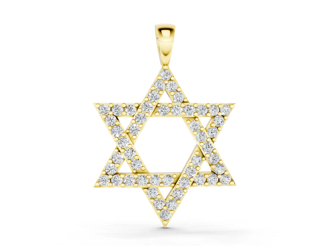 Yellow gold Pavé Round Diamond Star Pendant with Four-Prong Setting_4